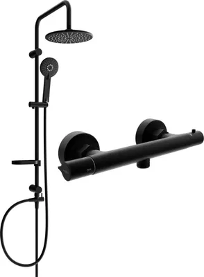 Immagine prodotto di Mexen Carl set doccia esterno con soffione e miscelatore termostatico Slim, nero - 77105240-70
