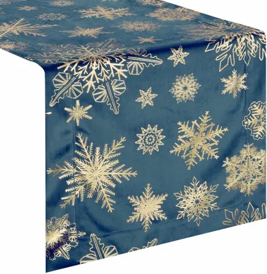 Obrázek produktu pro Eurofirany běhoun na stůl JOY Vánoční ubrus 40x140 cm modrý zlatý