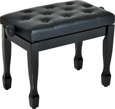 Produktbild von HOMCOM Klavierhocker Klavierbank Kosmetikhocker höhenverstellbar Hocker Üben von Musikinstrumenten Massivholz Kunstleder Schwarz 64 x 35 x 45-55 cm