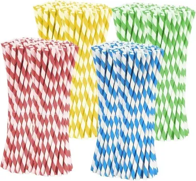 480 Stück Bunte Biologisch Abbaubare Papierstrohhalme - Für Feste - Hochzeiten - Anlässe - Partystrohhalme