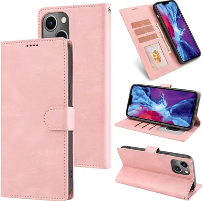 Produktbild von Mobigear Wallet Schutzhülle für iPhone 14, Klapphülle mit Geldbörsenfunktion - Roségold