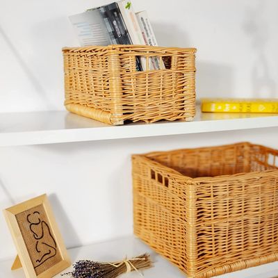 Creative Home Kleine Weidenkorb Aufbewahrungskorb | 30 x 20 x 16 cm +/- 2 cm | Handgeflochten, Haltbar | Korb Geflochten Naturkorb mit Griffen Aufbewahrung | Für Regal, Spielzeug, Werkzeuge, Bad korb