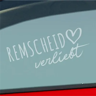 Produktbild von Auto Aufkleber Remscheid verliebt Herz Stadt Heimat Liebe Car 19x7 cm Milchglas Sticker Heckscheibenaufkleber