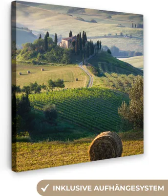 Produktbild von MuchoWow® - Leinwandbilder - Toskana - Landschaft - Grün, Wandbild, Wanddeko Bilder Wohnzimmer, 50x50 cm