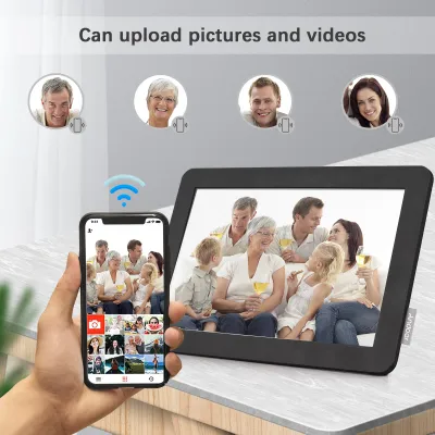 Obrázek produktu pro Digitální fotorámeček s 25,7 cm (10,1 palců), Wi-Fi, cloudová podpora, IPS displej, dotykový ovládání, 16 GB paměti, automatické otáčení fotografií, sdílení fotografií přes aplikaci