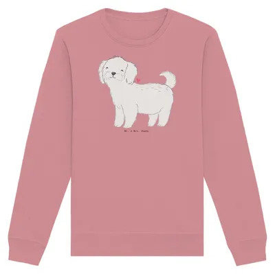 Produktbild von Mr. & Mrs. Panda Baumwoll Pullover Malteser Moment Größe XXL - Canyon Pink - Geschenk, Sweatshirt, Sweater, Nachhaltiges, Pulli