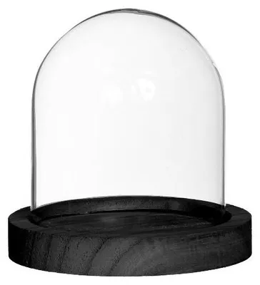 Produktbild von Glasglocke mit schwarzem Holzsockel Ø10cm H. 10 cm (1 Stück) [IFS-29821]