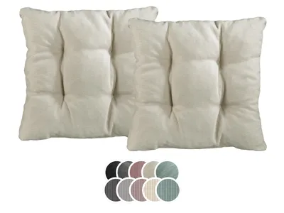 Produktbild von XDREAM 2er Set Stuhlkissen | 38 x 38 x 6 cm | beige | Sitzkissen für Garten, Küche und Esszimmer