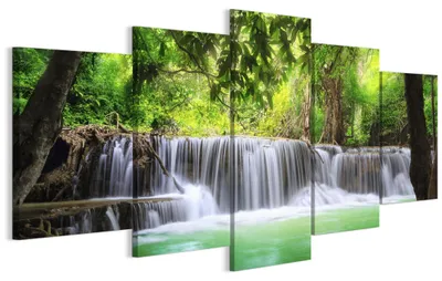 Produktbild von LUMASOUL Wandbilder Wohnzimmer 5-teilig Leinwandbild Landschaft 10 100x50 cmMehrteilige Wanddeko für Schlafzimmer Flur Büro