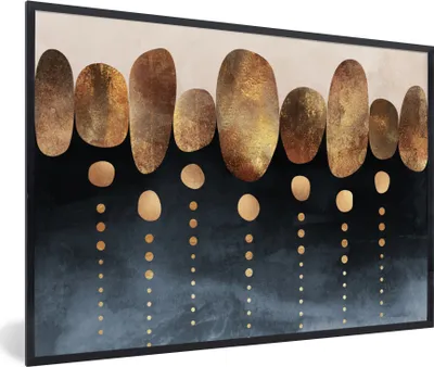 Produktbild von MuchoWow® Gerahmtes Poster Gold - Abstrakt - Luxus 90x60 cm - Poster mit Schwarzem Bilderrahmen Wandposter Rahmen Foto Bilder - Fotorahmen - Foto-Plakat