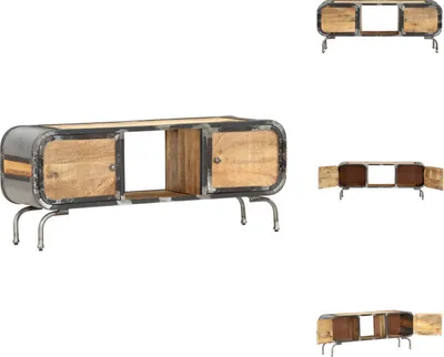 Image de Meuble TV vidaXL 110 x 30 x 42 cm en bois massif de manguier - Meuble TV