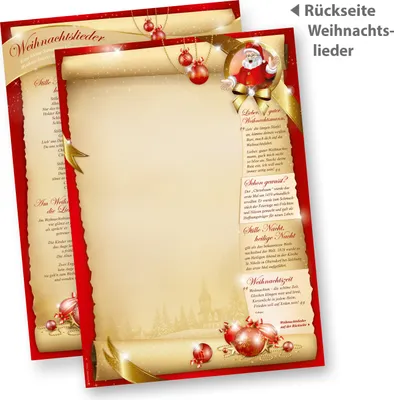 Produktbild von Weihnachtsbriefpapier SANTA CLAUS 50 Blatt beidseitig mit Weihnachtsliedern