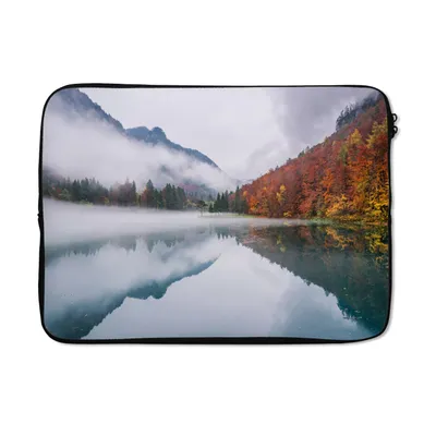 Produktbild von MuchoWow® Laptop Hülle 13 Zoll Herbst - Nebel - Wasser - Landschaft Laptoptasche - Laptophülle - Sleeve - Rundumschutz