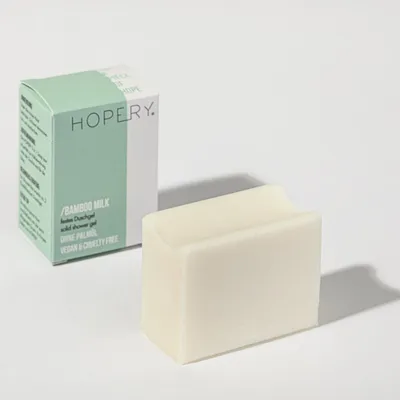 Produktbild von Hopery Vegane Naturkosmetik Festes Duschgel ohne Plastikverpackung - Bamboo Milk Shower Bar