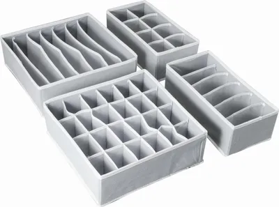 Produktbild von Kleiderschrank-Unterwäsche-Organizer, faltbare Aufbewahrungsbox mit Schubladeneinteilung, 4er-Set (Grau)