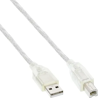 Image de InLine® 34550T USB 2.0 Kabel, A an B, transparent, 10m