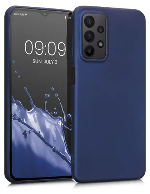 Produktbild von kwmobile Handyhülle für Samsung Galaxy A23 4G / 5G Hülle - Silikon Case metallisch schimmernd - Schutzhülle Cover - Metallic Blau