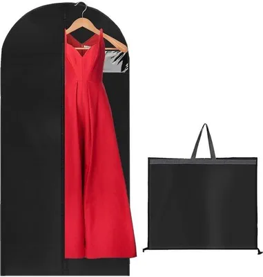 Produktbild von Ibenzoa® Kleidersack für lange Kleider & Mäntel, faltbar, atmungsaktiv, schwarz, 180 x 60 cm, mit Reißverschluss