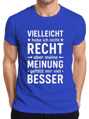 Productafbeelding van Misschien niet helemaal correct, maar wel grappig: humoristisch heren T-shirt, blauw, maat XL