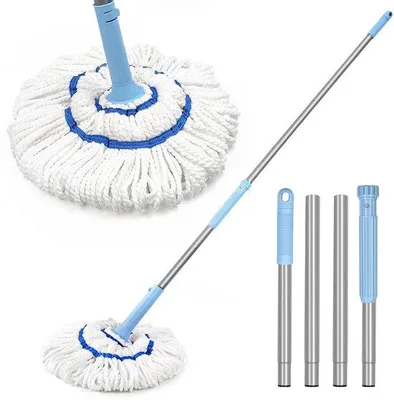 Produktbild von Unyqoos® Selbst auswringender Mopp – ergonomischer Wischmopp mit 45 cm breitem Kopf, 140 cm Stiel, Rotations-Auswringsystem & kratzfreiem Scheuerkissen