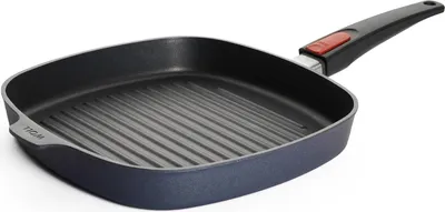 Produktbild von Woll "Diamond Lite" Steakpfanne, viereckig 28 x 28 cm, 4 cm hoch, mit Rillen & abnehmbarem Stielgriff - NICHT Induktionsgeeignet