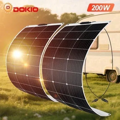Zdjęcie produktu dla Panel solarny 18V 100W, elastyczny - monokrystaliczny - lekki - wodoodporny - idealny do użytku podczas kempingu i w kamperach