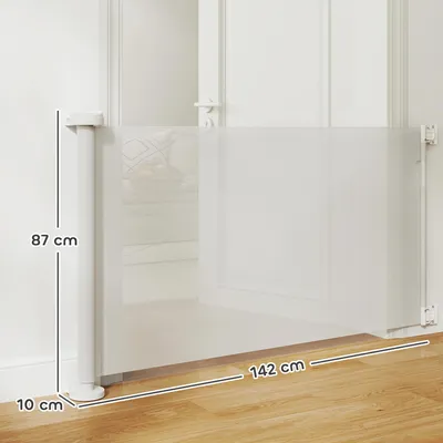Image de Barrière de sécurité extensible pour chiens - Barrière de sécurité - Avec verrouillage - Pour portes et escaliers - Largeur jusqu'à 142 cm, hauteur 87 cm - MatièrePolyuréthane- Noir
