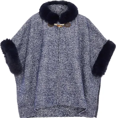 Image de Poncho tricoté FRAULLY pour femmes - bleu marine, M