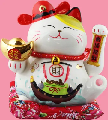 Produktbild von Glückskatze - Maneki-neko - Winkekatze aus Porzellan 26 cm weiß - Maneki Neko