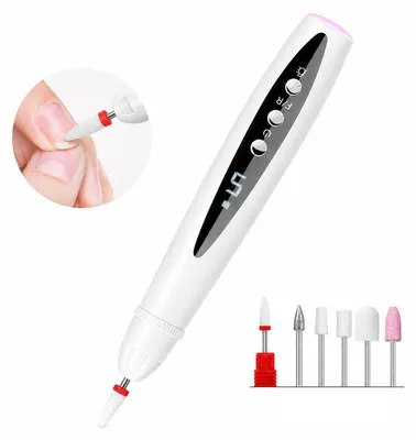 Produktbild von Nagelfräser 2‑in‑1 mit UV‑LED Lampe, Akku Nagelbohrgerät, 5‑Gang Geschwindigkeit, LCD‑Display, leise für Maniküre Pediküre zu Hause