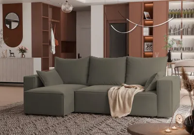 Produktbild von 4ALLHOME Ecksofa mit Schlaffunktion TOBI, Couch, Sofa mit Bettkasten, Eckcouch, L-Form Velo 625 Grau-Braun