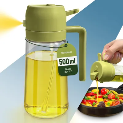 Immagine prodotto di Spruzzatore per olio da cucina 2 in 1, capacità 500 ml. Flacone spray per olio alimentare