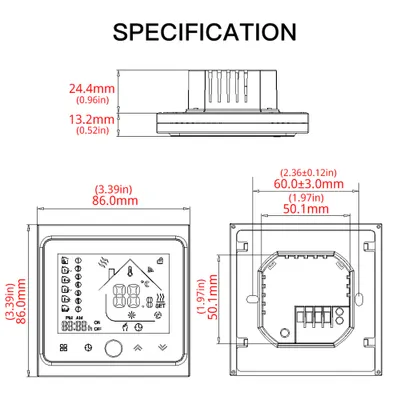 Obrázok produktu pre Inteligentný termostat Intellight Regulátor teploty 5A vodné podlahové vykurovanie pre domácnosť Bez Wi-Fi - biely