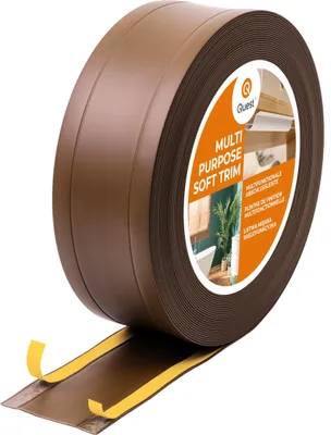 Zdjęcie produktu dla QUEST Listwa wykończeniowa W1 z PCV 6w1 1x75mm, 5m samoprzylepna, maskująca elastyczna listwa podłogowa, ścienna, brąz