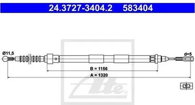Produktbild von ATE Handbremsseil hinten für Seat Alhambra VW Sharan