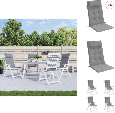Immagine prodotto di vidaXL Cuscini per schienale alto 4 pezzi. Tessuto Oxford grigio - Cuscino di seduta