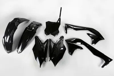 Obrázok produktu pre Sada krytov UFO PLAST, 7-dielna sada plastových krytov pre Kawasaki KX F 450 cm³, rok výroby 2016 – 2017, farba: čierna