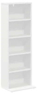 Immagine prodotto di vidaXL Scaffale CD bianco, 33 x 23,5 x 97,5 cm, realizzato in materiale composito di legno