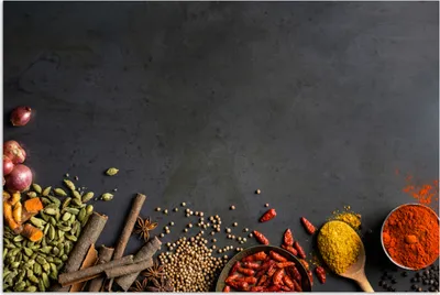 Produktbild von MuchoWow® Poster Kräuter - Lebensmittel - Gewürze - Schwarz - Paprika - Zimt 60x40 cm - Schlafzimmerdekoration