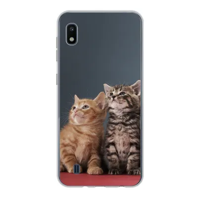 Produktbild von MuchoWow® Handyhülle Schutzhülle Hülle für Samsung Galaxy A10 Kätzchen - Blau - Rosa - Mädchen - Jungen - Kind Silikon Softcase Handy Hülle - Schutzhülle