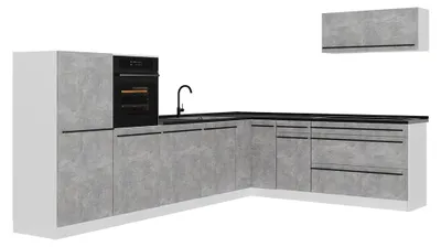Productafbeelding van Hoekkeuken Vicco R-Line Beton/Wit 327 x cm antraciet werkblad, Model 67577