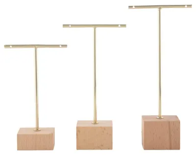 3-teiliger T-Bar Schmuckständer Ohrring Organizer Gold