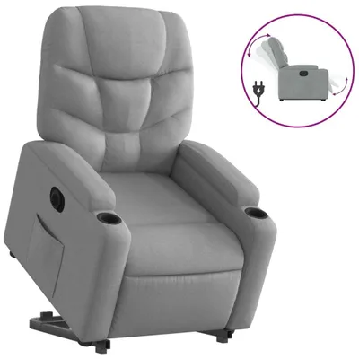 Image de vidaXL Fauteuil relax avec releveur électrique Gris clair Tissu