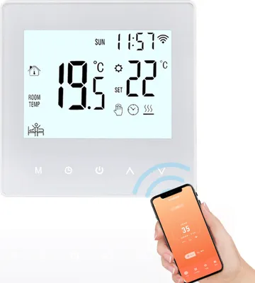 Produktbild von Smart Tuya WiFi Thermostat 3A Warmwasserbereitung Digitales programmierbares LCD Unterputz Fussbodenheizung Temperaturregler Wandthermostat Raumthermostat Innenthermometer, Weiß