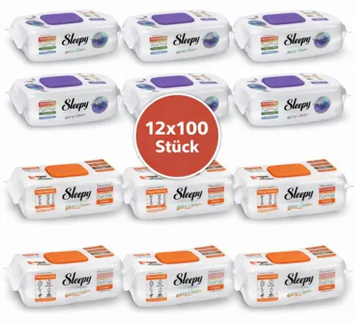 Immagine prodotto di Salviette detergenti per superfici Sleepy Easy Clean – 6x100 Montain + 6x100 Orange | Prodotti per la casa