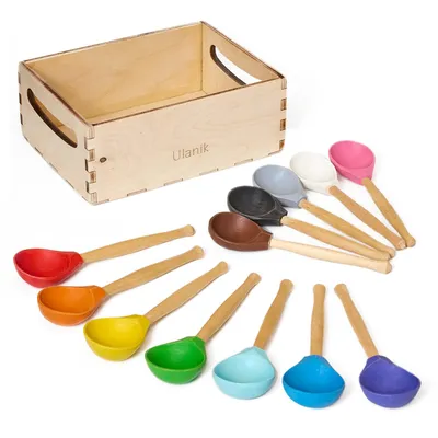 Produktbild von Ulanik Holzset "12 bunte Holzlöffel"