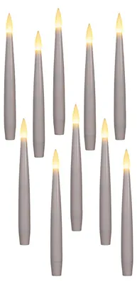 Productafbeelding van Kaars zwevend led met timer inclusief toverstok, draad en haken 10 stuks h15 cm wit Anna's Collection