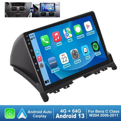 Zdjęcie produktu dla Radio samochodowe Android 13 z 9-calowym ekranem dotykowym, GPS, Bluetooth, funkcją Carplay i Android Auto, RDS, zestawem głośnomówiącym, 4 GB pamięci RAM i 64 GB pamięci wewnętrznej