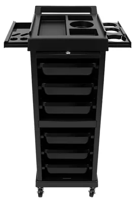 Image de Chariot de cosmétiques et de coiffure - Chariot à roulettes à 7 niveaux - Chariot de salon - Rangement d'outils - Plastique - Noir
