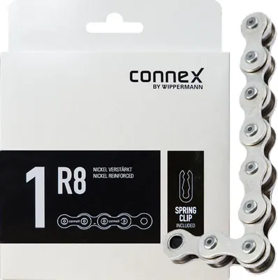 Produktbild von ConneX 1R8 1s Kette 1/8" x 1/2" silber - robuste Singlespeed-Kette in moderne....
